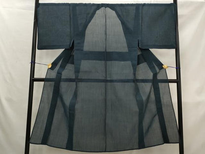 平和屋着物＊夏物　男性　本場小千谷ちぢみ　褐返色　麻　逸品　AABK8729st