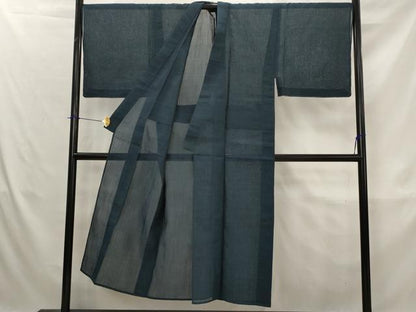 平和屋着物＊夏物　男性　本場小千谷ちぢみ　褐返色　麻　逸品　AABK8729st