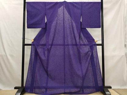 平和屋着物＊夏物　色無地　草葉紋紗　本紫色　正絹　逸品　未使用　AABK8731st
