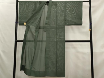 平和屋着物＊夏物　男性　色無地　絽　柳煤竹色　洗える着物　AABK8733st