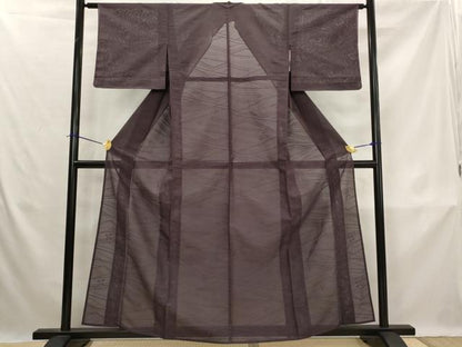 平和屋着物＊夏物　色無地　絽　花紋紗　似せ紫色　正絹　逸品　AABK8734st