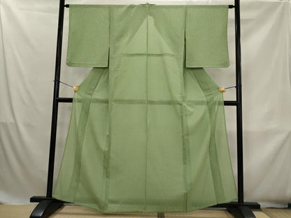 平和屋着物＊夏物　色無地　幾何学紋紗　柳茶色　正絹　逸品　AABK8741st