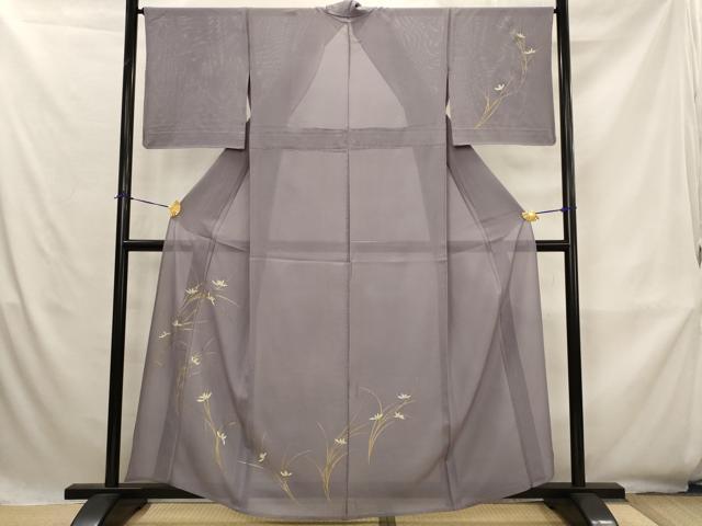 平和屋着物＊夏物　訪問着　絽　草花文　金銀彩　正絹　逸品　AABK8742st