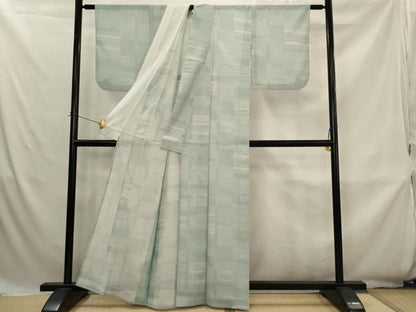 平和屋着物＊夏物　小紋　絽　横段文　洗える着物　AABK8751st