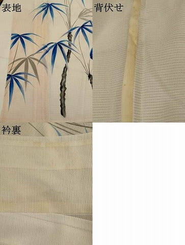平和屋着物＊夏物　訪問着　絽　手描き　笹文　銀彩　洗える着物　AABK8754st