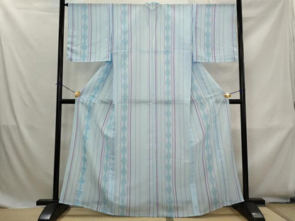 平和屋着物＊夏物　小紋　紗　間道　洗える着物　AABK8759st