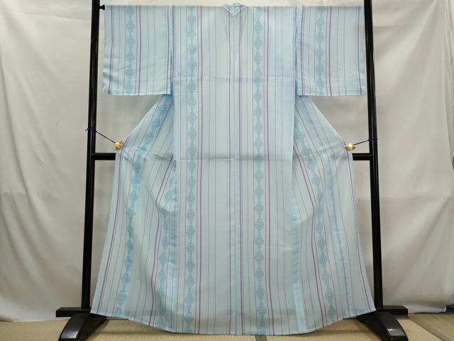 平和屋着物＊夏物　小紋　紗　間道　洗える着物　AABK8759st