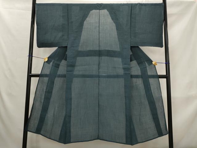 平和屋着物＊夏物　男性　本場小千谷ちぢみ　褐返色　麻　逸品　未使用　AABK8764st