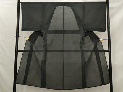 平和屋着物＊夏物　男性　小紋　紗　ちぢみ織　霞文　未使用　AABK8766st