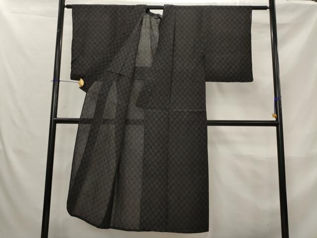 平和屋着物＊夏物　小紋　紗　幾何学文様　AABK8769st