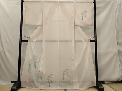 平和屋着物＊夏物　訪問着　絽　流水草花文　暈し染め　銀彩　洗える着物　AABK8772st