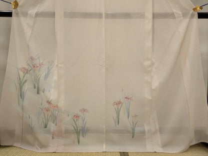 平和屋着物＊夏物　訪問着　絽　流水草花文　暈し染め　銀彩　洗える着物　AABK8772st