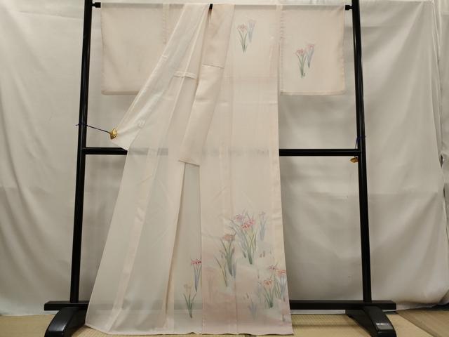 平和屋着物＊夏物　訪問着　絽　流水草花文　暈し染め　銀彩　洗える着物　AABK8772st