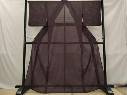 平和屋着物＊夏物　洗える最高級着物　＜英＞はなぶさ謹製　色無地　変わり絽　似せ紫色　洗える着物　AABK8775st