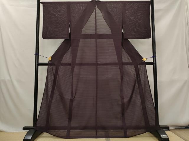 平和屋着物＊夏物　洗える最高級着物　＜英＞はなぶさ謹製　色無地　変わり絽　似せ紫色　洗える着物　AABK8775st