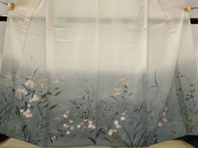 平和屋着物＊夏物　京友禅　阪東峰彩　訪問着　草花文　暈し染め　正絹　逸品　AABK8777st