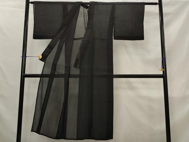 平和屋着物＊夏物　色無地　紗　黒色　正絹　逸品　AABK8782st