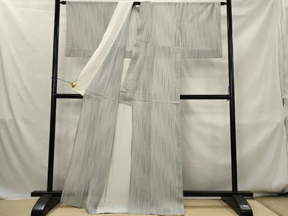 平和屋着物＊夏物　明石ちぢみ　縞　正絹　逸品　AABK8784st