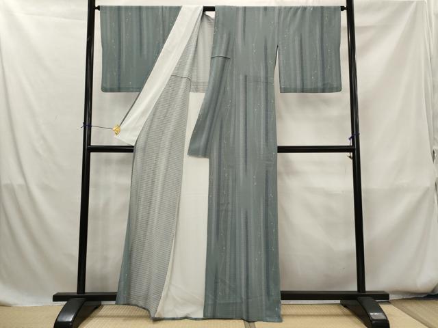 平和屋着物＊夏物　小紋　絽縮緬　間道　洗える着物　AABK8785st