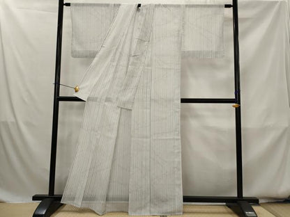 平和屋着物＊夏物　小紋　絽　竹縞　洗える着物　AABK8788st