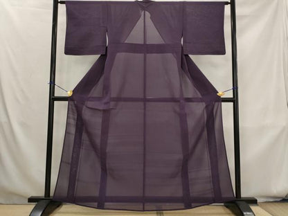 平和屋着物＊夏物　色無地　紗　深紫色　正絹　逸品　AABK8800st