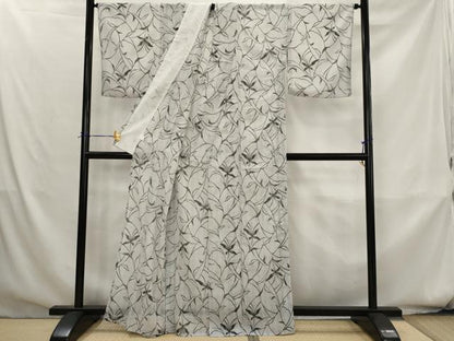 平和屋着物＊夏物　小紋　紗　草花文　洗える着物　AABK8801st