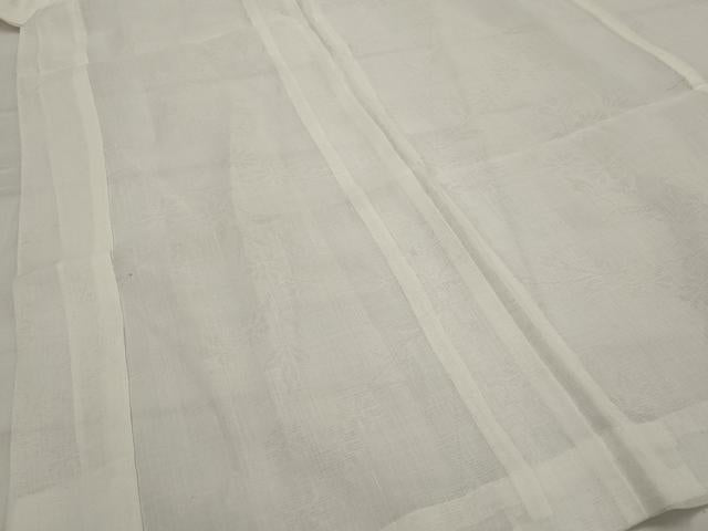 平和屋着物＊夏物　長襦袢　草花文紗　生成り色　麻　逸品　AABK8809st