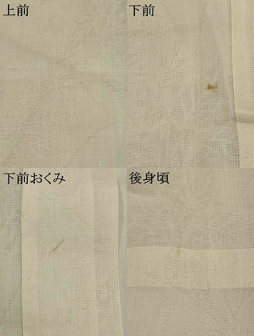 平和屋着物＊夏物　長襦袢　草花文紗　生成り色　麻　逸品　AABK8810st