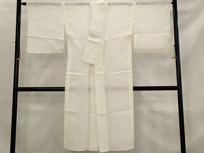平和屋着物＊夏物　長襦袢　草花文紗　生成り色　麻　逸品　AABK8810st