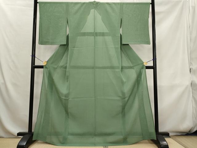 平和屋着物＊夏物　色無地　絽　芝文紗　老竹色　高島屋扱い　正絹　逸品　AABK8815st