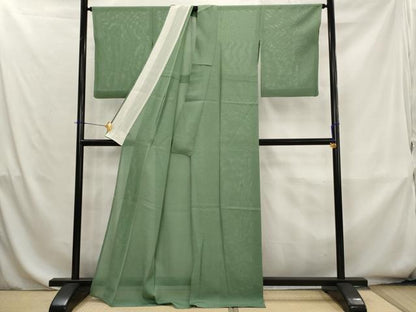 平和屋着物＊夏物　色無地　絽　芝文紗　老竹色　高島屋扱い　正絹　逸品　AABK8815st