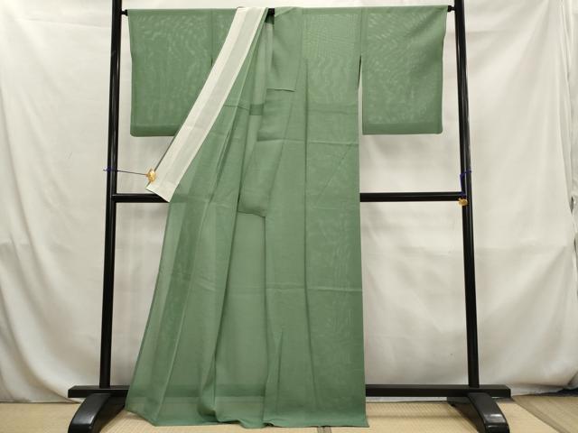 平和屋着物＊夏物　色無地　絽　芝文紗　老竹色　高島屋扱い　正絹　逸品　AABK8815st