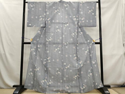 平和屋着物＊夏物　小紋　流水花文　さんび謹製　洗える着物　AABK8818st