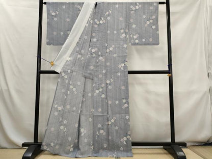 平和屋着物＊夏物　小紋　流水花文　さんび謹製　洗える着物　AABK8818st