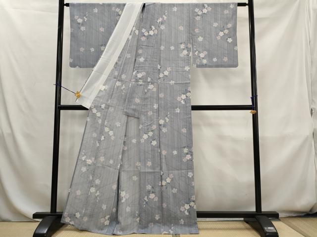 平和屋着物＊夏物　小紋　流水花文　さんび謹製　洗える着物　AABK8818st