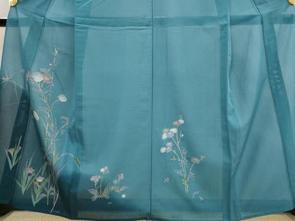 平和屋着物＊夏物　訪問着　絽　草花文　暈し染め　金彩　洗える着物　AABK8832st
