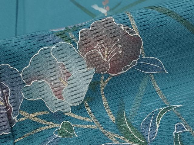 平和屋着物＊夏物　訪問着　絽　草花文　暈し染め　金彩　洗える着物　AABK8832st