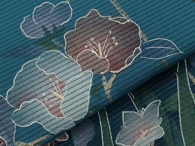 平和屋着物＊夏物　訪問着　絽　草花文　暈し染め　金彩　洗える着物　AABK8832st