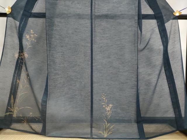 平和屋着物＊夏物　訪問着　紗　草花文　金彩　洗える着物　AABK8833st
