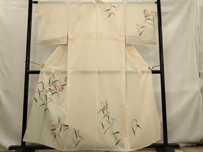 平和屋着物＊夏物　訪問着　友禅　絽　草花文　暈し染め　正絹　逸品　AABK8834st