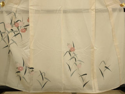 平和屋着物＊夏物　訪問着　友禅　絽　草花文　暈し染め　正絹　逸品　AABK8834st