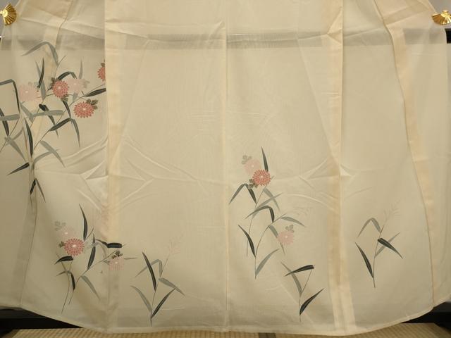 平和屋着物＊夏物　訪問着　友禅　絽　草花文　暈し染め　正絹　逸品　AABK8834st