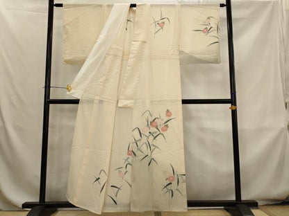 平和屋着物＊夏物　訪問着　友禅　絽　草花文　暈し染め　正絹　逸品　AABK8834st