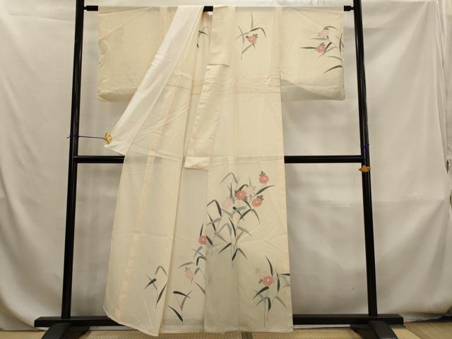 平和屋着物＊夏物　訪問着　友禅　絽　草花文　暈し染め　正絹　逸品　AABK8834st