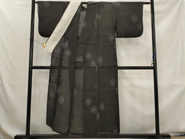 平和屋着物＊夏物　上布　亀甲文　麻　逸品　AABK8836st