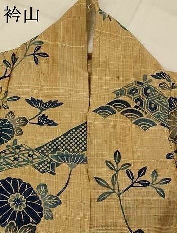 平和屋着物＊夏物　訪問着　紗紬　藍　型染め　吉祥花文　正絹　逸品　AABK8841st