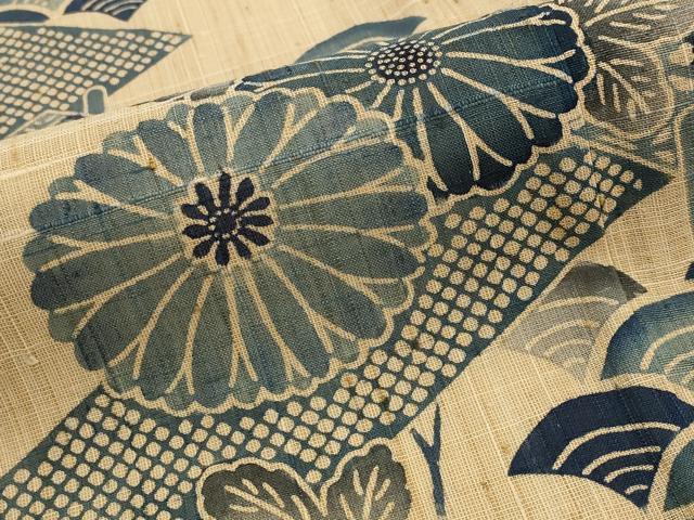 平和屋着物＊夏物　訪問着　紗紬　藍　型染め　吉祥花文　正絹　逸品　AABK8841st