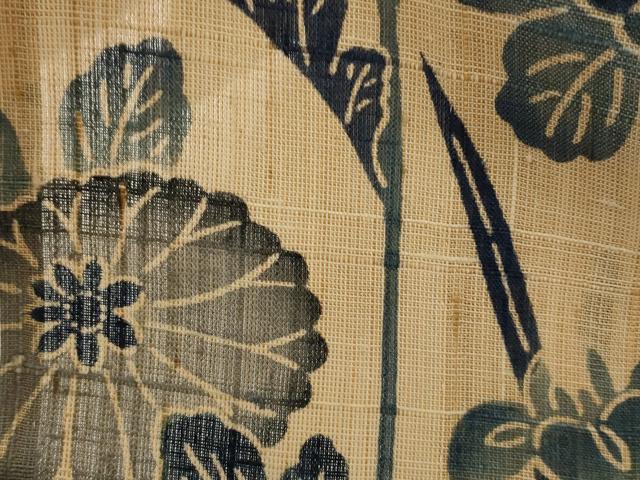 平和屋着物＊夏物　訪問着　紗紬　藍　型染め　吉祥花文　正絹　逸品　AABK8841st
