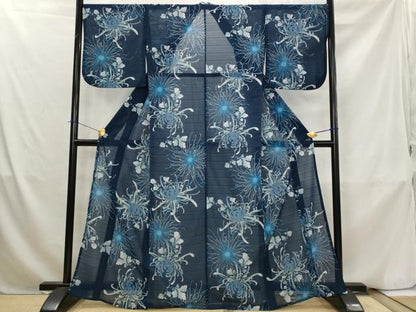 平和屋着物＊夏物　小紋　変わり絽　乱菊　洗える着物　AABK8842st