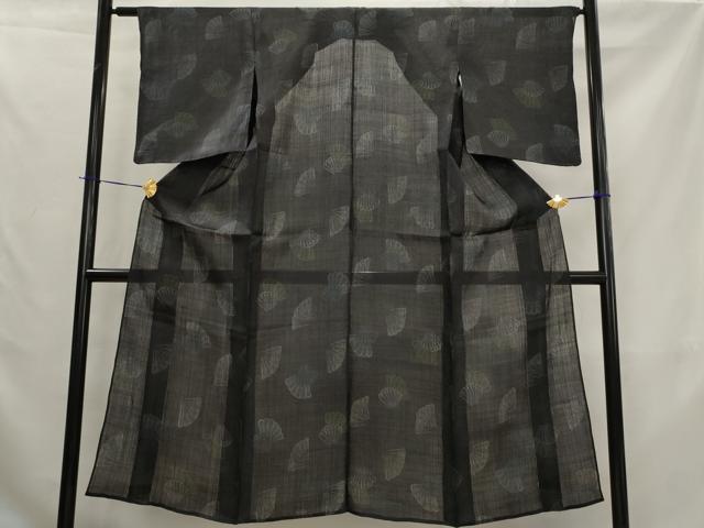 平和屋着物＊夏物　重要無形文化財　本場宮古上布　舞扇文　苧麻　逸品　未使用　AABK8844st